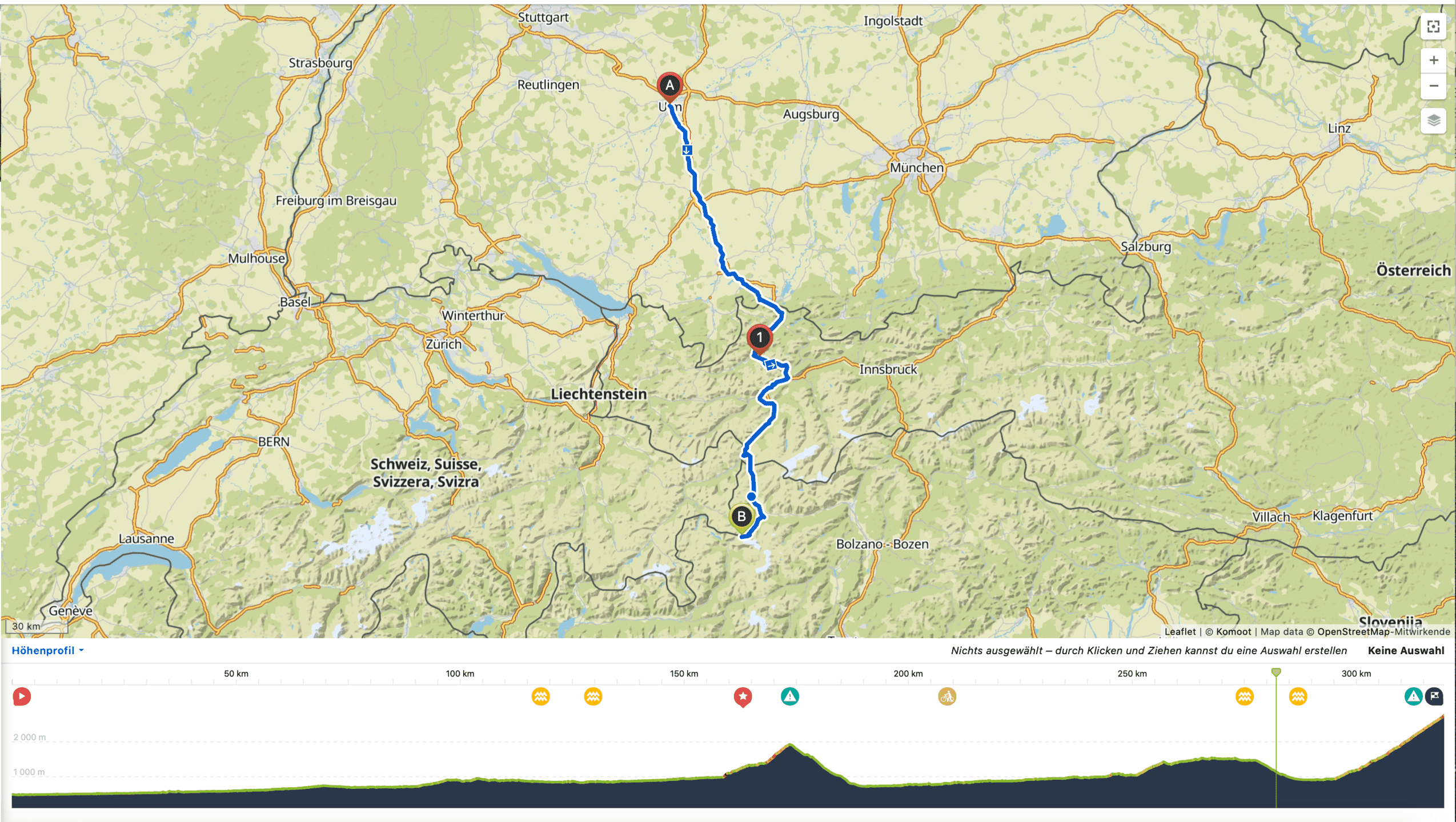 Von Ulm zum Stilfserjoch Route auf Komoot