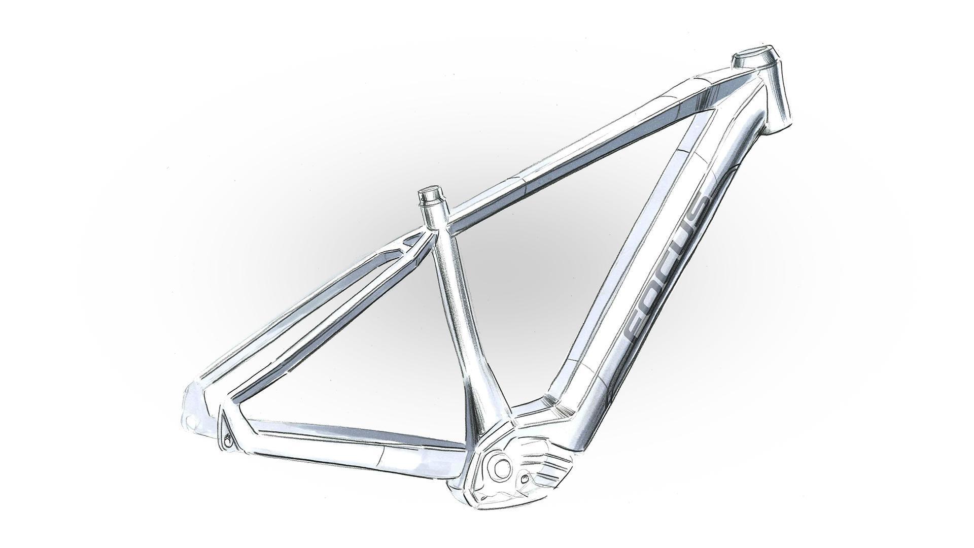 Skizze des FOCUS JARIFA². Erste Skizze des E-Hardtails FOCUS JARIFA².